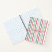 Personalized Blush Mint Pastel Stripes ノートブック (内部)