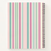 Personalized Blush Mint Pastel Stripes ノートブック (裏面)