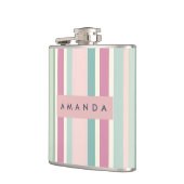 Personalized Blush Mint Pastel Stripes フラスク (左)