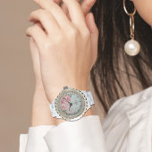 Personalized Blush Peony Floral Monogram Women’s 腕時計