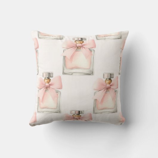 Personalized Blush Perfume Bottle Coquette Pattern クッション (裏面)