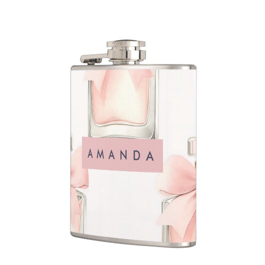 Personalized Blush Perfume Bottle Coquette Pattern フラスク (左)