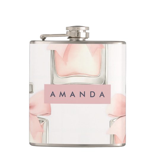 Personalized Blush Perfume Bottle Coquette Pattern フラスク (正面)