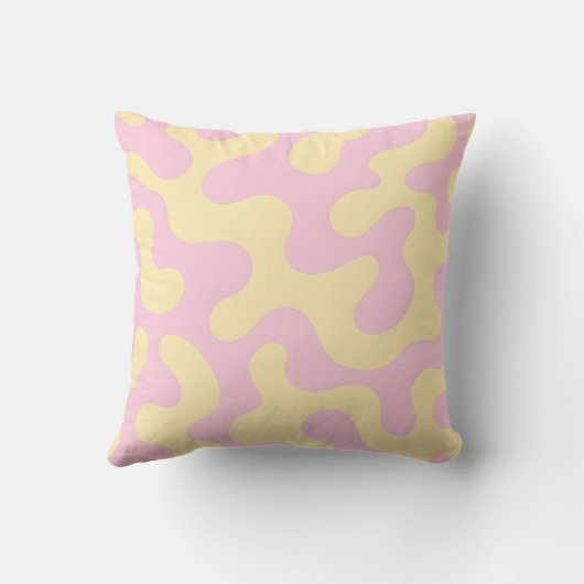 Personalized Blush Pink and Pastel Yellow Abstract クッション (裏面)