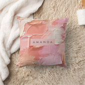 Personalized Blush Pink and Peach Paint クッション (ブランケット)