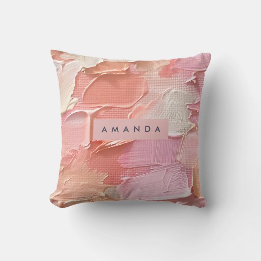 Personalized Blush Pink and Peach Paint クッション (正面)