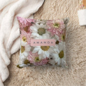 Personalized Blush Pink and White Daisy Flower クッション (ブランケット)