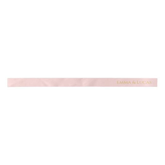 Personalized Blush Pink Ribbon with Gold Name Text サテンリボン (正面)