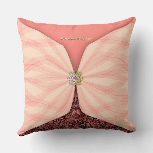 Personalized Blush Pink Textile Illusion クッション (裏面)