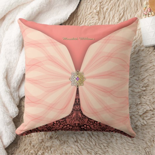 Personalized Blush Pink Textile Illusion クッション (ブランケット)