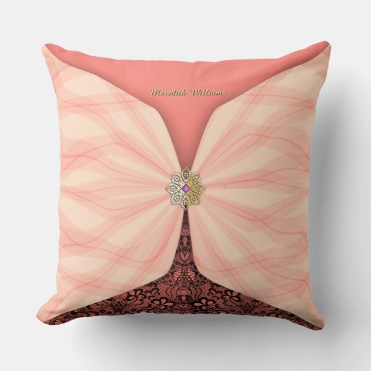 Personalized Blush Pink Textile Illusion クッション (正面)