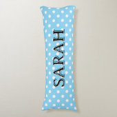 Personalized Body Pillow with white polka dots ボディピロー (正面縦)