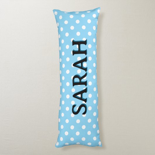 Personalized Body Pillow with white polka dots ボディピロー (裏面 (縦))