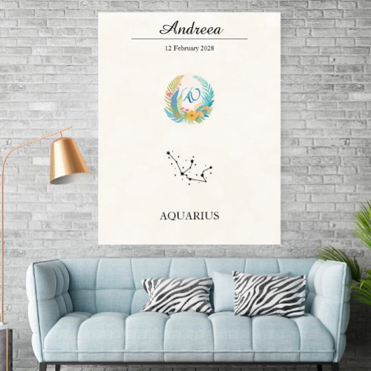 Personalized Boho Aquarius Zodiac Constellation ポスター