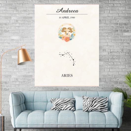 Personalized Boho Aries Zodiac Constellation ポスター