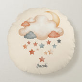 Personalized Boho Baby Nursery-Dreamy Clouds ラウンドクッション (正面)