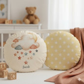 Personalized Boho Baby Nursery-Dreamy Clouds ラウンドクッション