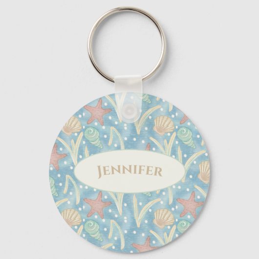 Personalized Boho Beach Keychain – Starfish Shells キーホルダー (裏面)