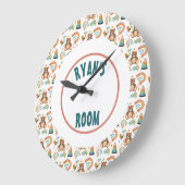Personalized Boho Bear Clock ラージ壁時計 (傾斜)