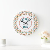 Personalized Boho Bear Clock ラージ壁時計 (ホーム)