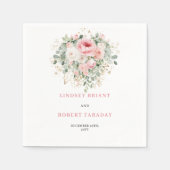 Personalized Boho Blush Rose Greenery Gold Wedding スタンダードカクテルナプキン (正面)