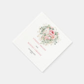 Personalized Boho Blush Rose Greenery Gold Wedding スタンダードカクテルナプキン (角)