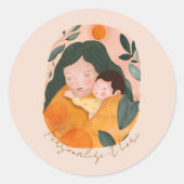 Personalized Boho Botanical Mama Love ラウンドシール (正面)