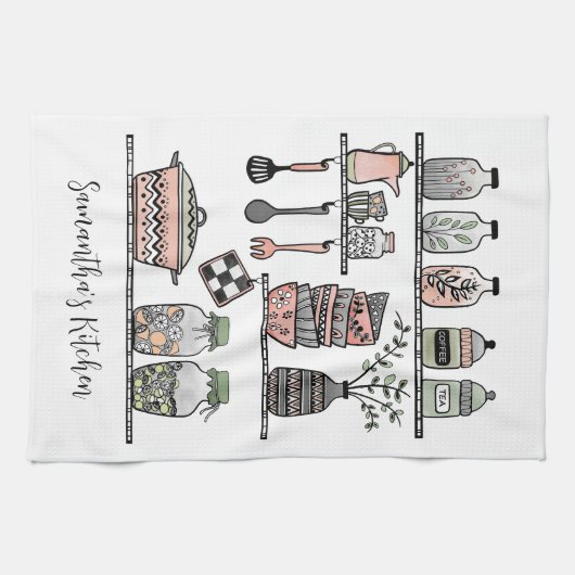 Personalized Boho Chic Farmhouse Decor  キッチンタオル (横)