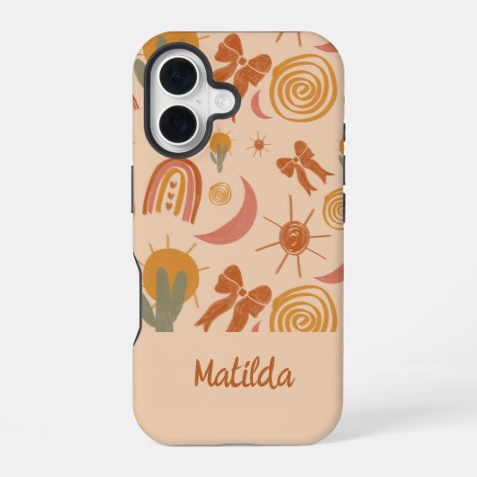 Personalized Boho Desert Sun Pattern Phone Case iPhone 16ケース (裏面)
