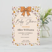 Personalized Boho Floral Bow Baby Shower Invite 招待状 (スタンド正面)