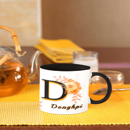 Personalized Boho Floral Mug - Custom Name & Initi マグカップ