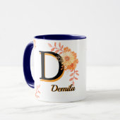 Personalized Boho Floral Mug - Custom Name & Initi マグカップ (正面左)