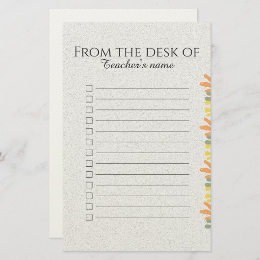 Personalized Boho Floral Teacher Pad 便箋 (正面/裏面)