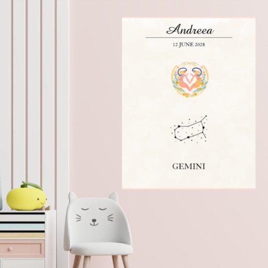 Personalized Boho Gemini Zodiac Constellation ポスター