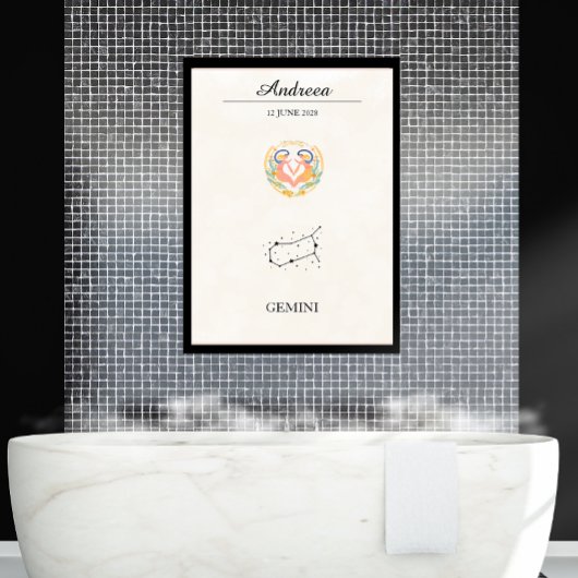 Personalized Boho Gemini Zodiac Constellation ポスター