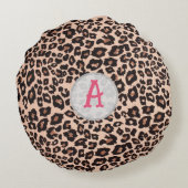 Personalized Boho Leopard Rainbow Nursery Round  ラウンドクッション (裏面)