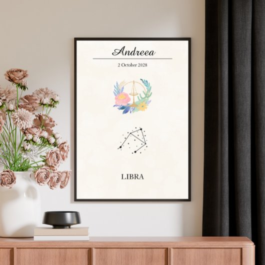 Personalized Boho Libra Zodiac Constellation ポスター