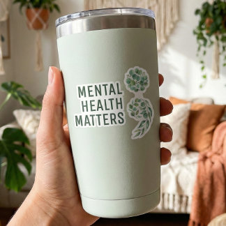 Personalized Boho Mental Health Semicolon Greenery シール