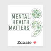 Personalized Boho Mental Health Semicolon Greenery シール (シート)