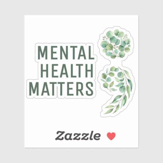 Personalized Boho Mental Health Semicolon Greenery シール (シート)