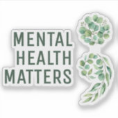 Personalized Boho Mental Health Semicolon Greenery シール (正面)