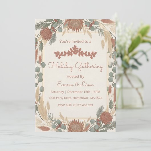 Personalized Boho Minimalist Christmas Party 招待状 (スタンド正面)