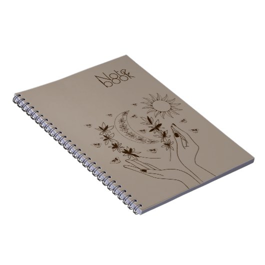Personalized Boho Moon & Sun Spiral Notebook ノートブック (右側)