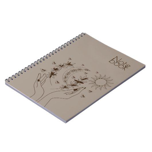 Personalized Boho Moon & Sun Spiral Notebook ノートブック (左側)