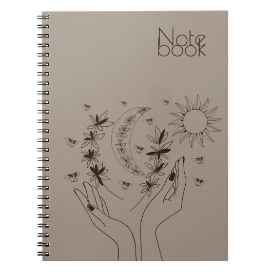 Personalized Boho Moon & Sun Spiral Notebook ノートブック (正面)