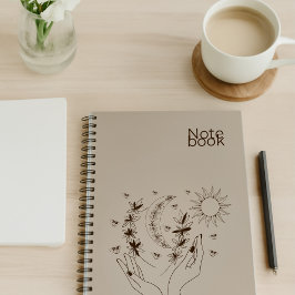 Personalized Boho Moon & Sun Spiral Notebook ノートブック