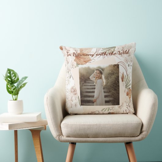 Personalized Boho Pillow Bohemian Photo Gift クッション (椅子)