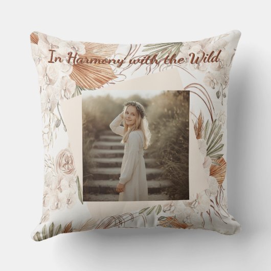 Personalized Boho Pillow Bohemian Photo Gift クッション (裏面)