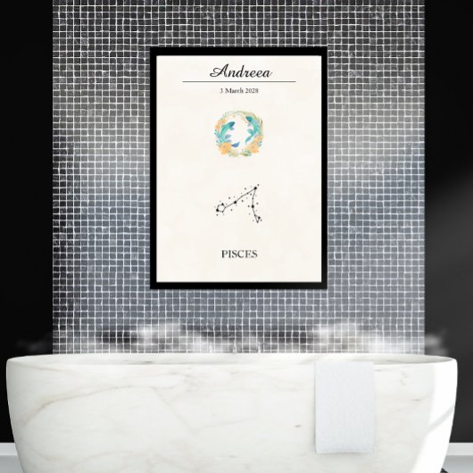 Personalized Boho Pisces Zodiac Constellation ポスター
