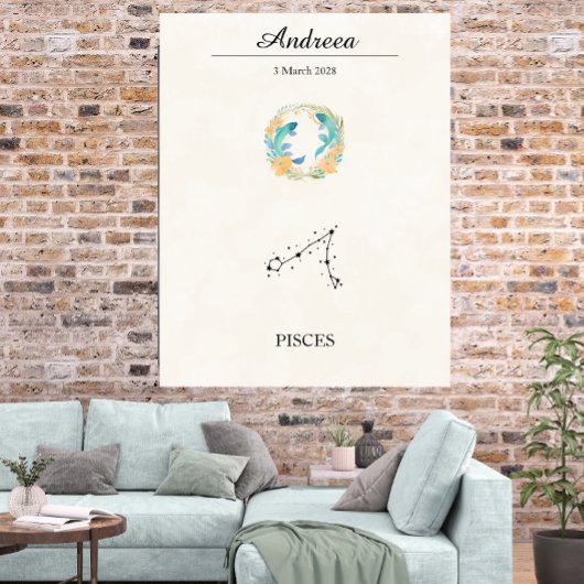 Personalized Boho Pisces Zodiac Constellation ポスター